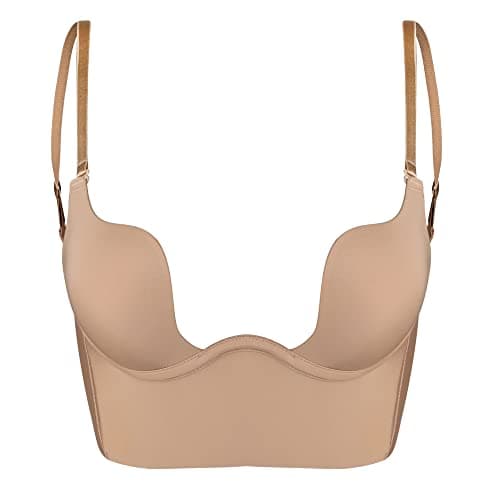 HACI Deep Plunge Backless Push Up Bra for Bust Support