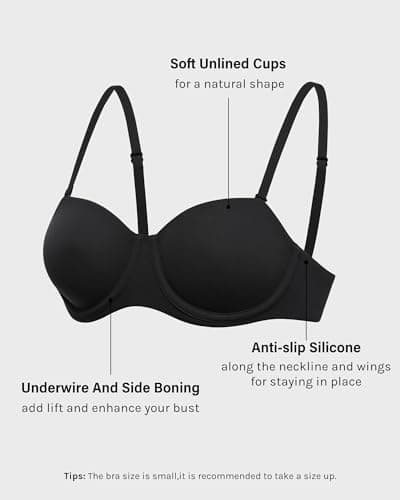 INLYRIC Women's Plus Size Non-Slip Underwire Strapless Bra