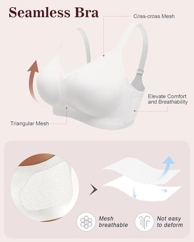 Fairy Women's No Wire Mesh Bra with Soft Support V-Neck Lace Bralette