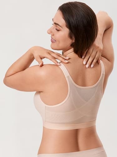 DELIMIRA Women's Front Closure Posture Bras Full Coverage No Underwire Back Support
