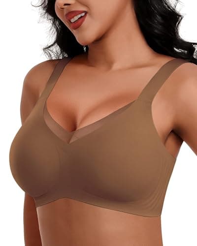 HORISUN Seamless Mesh Lace Bras for Women Wireless Full Coverage Deep V Bralettes