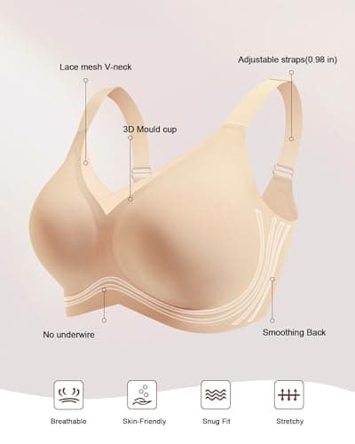 HORISUN Seamless Mesh Lace Bras for Women Wireless Full Coverage Deep V Bralettes