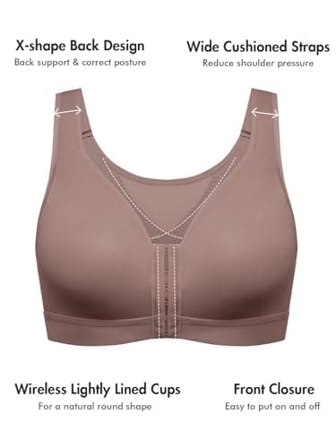 DELIMIRA Women's Posture Bras - Plus Size, Lightly Padded, Front Closure, Full Coverage