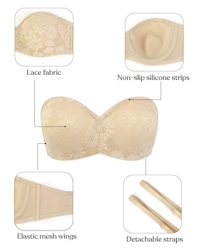 HSIA Women's Strapless Anti-Slip Bra for Large Bust