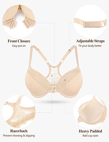 Lingesxy Push-Up Racerback Underwire Bra Adds 2 Cups