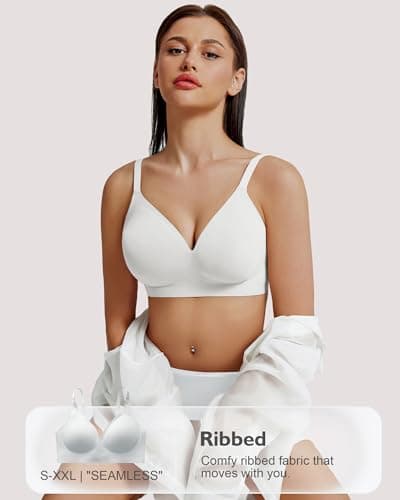 HORISUN Full Coverage V Neck Push Up Wireless Bra for Women
