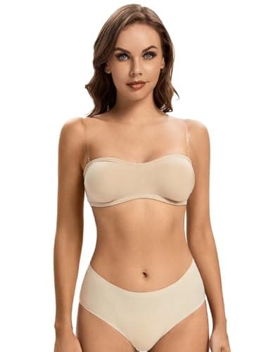 ANGOOL Wirefree Padded Strapless Bra - Non-Slip Silicone Bandeau Top