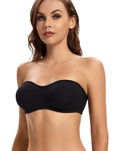 ANGOOL Wirefree Padded Strapless Bra - Non-Slip Silicone Bandeau Top
