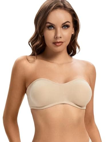 ANGOOL Wirefree Padded Strapless Bra - Non-Slip Silicone Bandeau Top