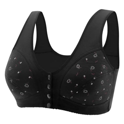 LIKEOULI Breathable Daisy Push Up Bra for Older Women with Snaps