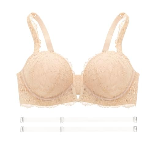 Vgplay Women's Deep Plunge Push Up Bra with Clear Straps