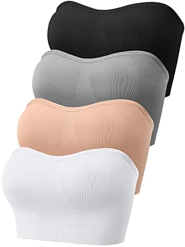 Geyoga 4 Pack Women's Non-Slip Padded Bandeau Sports Bralette