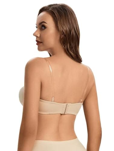 ANGOOL Wirefree Padded Strapless Bra - Non-Slip Silicone Bandeau Top