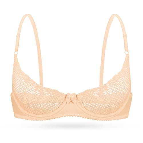 Wingslove Women's Seethrough Lace Balconette Underwire Lingerie