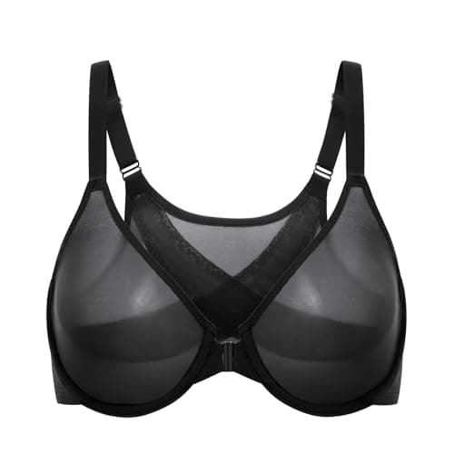 Delimira Women's Comfortable Plus Size Underwire Sheer Mesh Bra