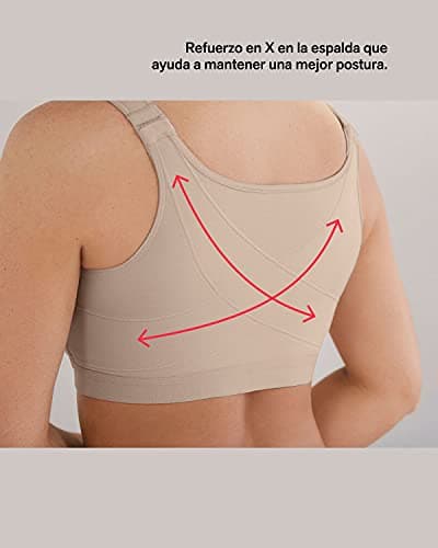 Leonisa Stretchy Cotton Wireless Bra - Posture Corrector for Women