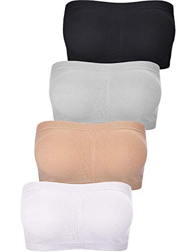 Satinior 4-Pieces Seamless Padded Bralette Tube Top Bra
