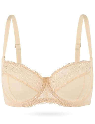 YANDW Plus Size Demi Bras: Sheer Mesh Underwire Bralette for Women