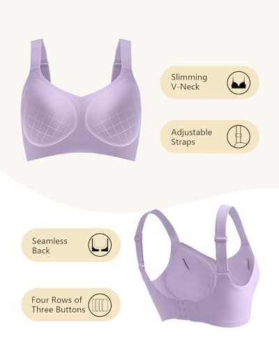 HORISUN Women's Wireless No Underwire V-Neck Push Up Bra,plus size support