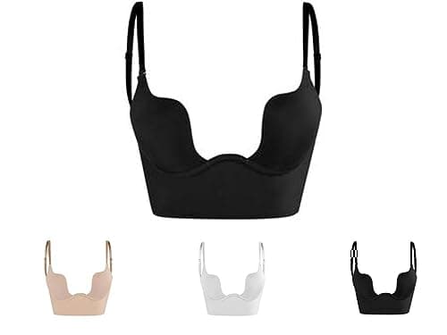 Folenzu Plunge Push-up Bra, Black, Size 36C