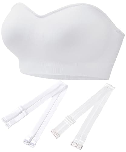 PRETTYWELL Padded Bandeau Bra for Women Non-Slip Wireless Comfort