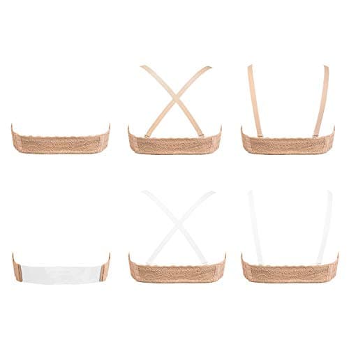 HWDI Clear Back Bra with Lace Padded Underwire Plus Size