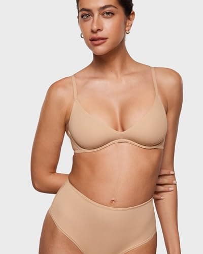 INLYRIC Women's Plus Size Plunge Bra - Sexy Unlined Underwire