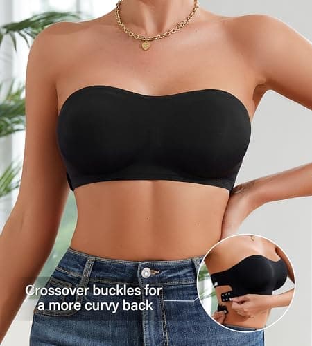 DEANGELMON Non-Slip Silicone Padded Strapless Bra for Women