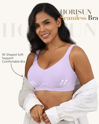 HORISUN Women's Wireless No Underwire V-Neck Push Up Bra,plus size support