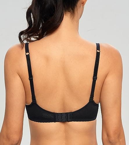 HACI Women's Plus Size Demi Scoop Neck Push Up Lace Balconette Bra
