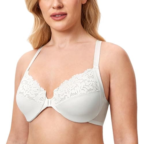 Delimira Women's Plus Size Full Coverage Lace Underwire Racerback Bra