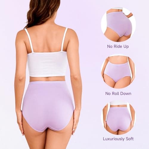Womens High Waisted Tummy Control Moisture-Wicking Brief Underwear - 6 Packs