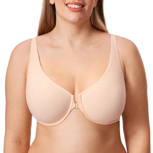 DELIMIRA Plus Size Plunge Underwire Front Closure Seamless Bra