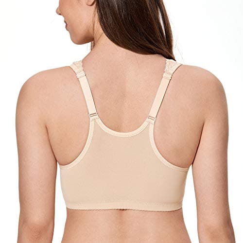 CALVENA Women's Plus Size Front Closure Wirefree Lace Racerback Bra