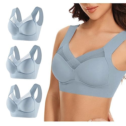 Hnodov 3 Pack Plus Size Seamless Mesh Sports Bras for Women