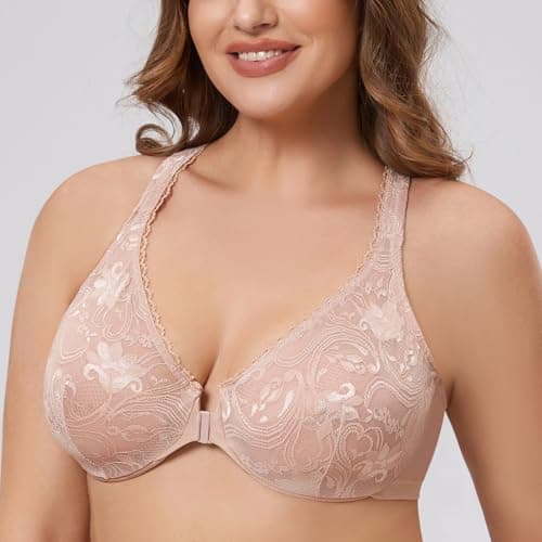 MELENECA Women's Plus Size Racerback Underwire Bra