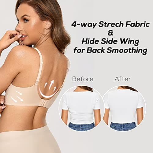 DOBREVA Women'sPush Up T-Shirt Bra No Underwire Plunge