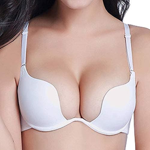 JoyFox Convertible Plunge Bra for Women Push Up Padded Halter Back