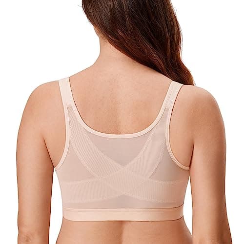 DELIMIRA Women's Front Closure Posture Bras Full Coverage No Underwire Back Support