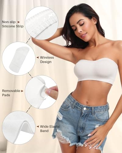 LEYSHE Wireless Padded Strapless Bra for WomenTube Top BraTop