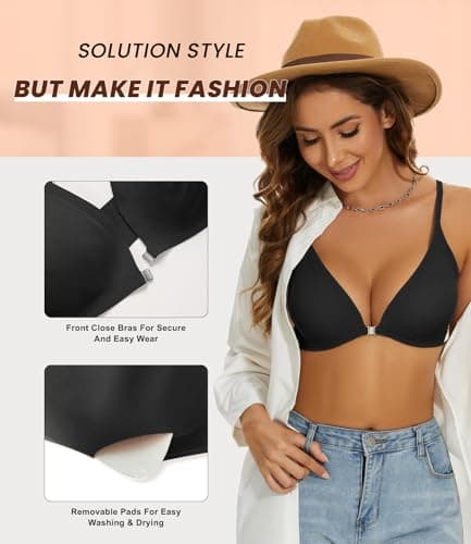 SEXYEYE Push Up Bra for Women: Comfortable No Underwire V-Neck Bralette