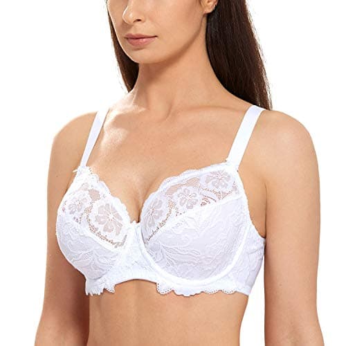 Delimira Women's Plus Size Full Coverage Underwire Lace Bra Up to Jcup