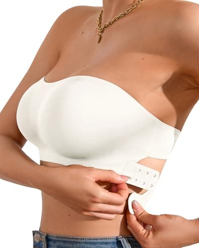 DEANGELMON Non-Slip Silicone Padded Strapless Bra for Women