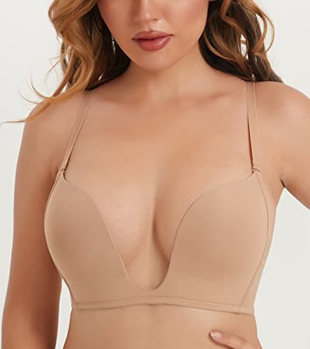 Deep U Plunge Push Up Bra for Women