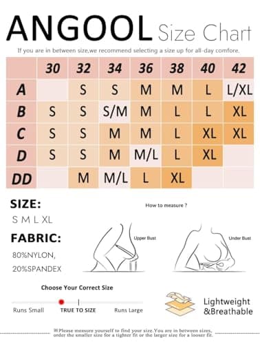 ANGOOL Wirefree Padded Strapless Bra - Non-Slip Silicone Bandeau Top