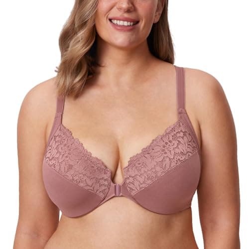 Delimira Women's Plus Size Full Coverage Lace Underwire Racerback Bra
