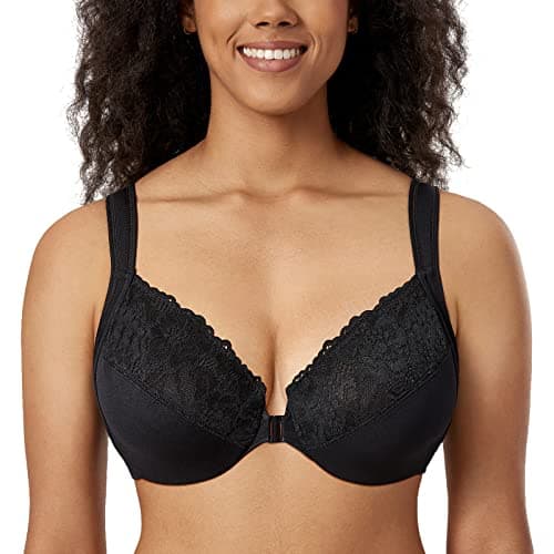 DELIMIRA Women's Plus Size Front Closure Lace Bras