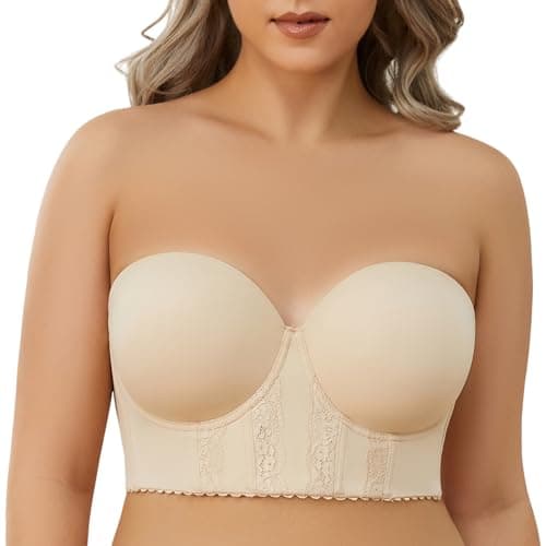 COOVOICE Longline Strapless Bra Hides Back Fat Seamlessly