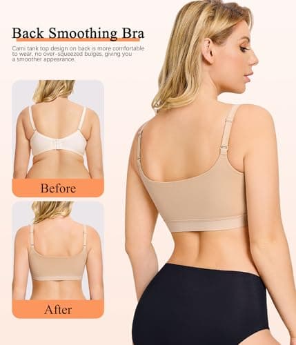 CYDREAM Women's Zip Front Wireless Comfort Bralette with Back Smoothing