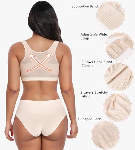 HACI Women's Front Closure Posture Bra Full Coverage Back Support Everyday Wireless Comfy Unpadded Cup for Fat Girls
| HACI Women's Front Closure Posture Bra Full Coverage Back Support Everyday Wireless Comfy Unpadded Cup for Slim Legs
| HACI Women'